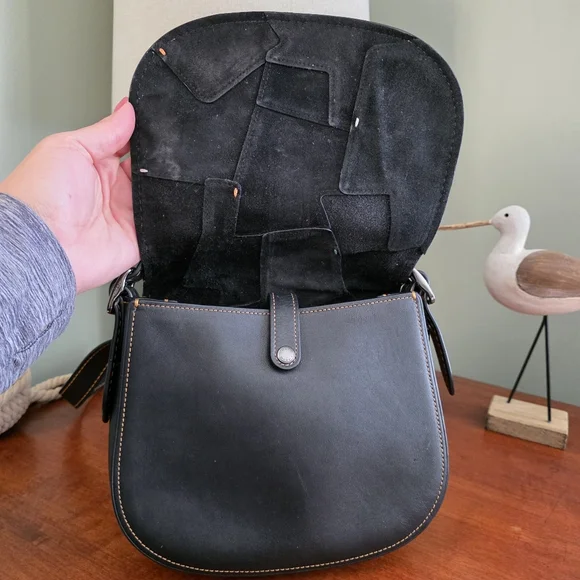 Coach 38482 1941 Saddle 23 Crossbody Patchwork Black Suede Leather Bag - Picture 8 of 16